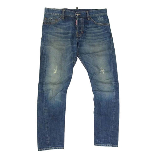 DSQUARED2 ディースクエアード S74LA0489 ボタンフライ ダメージ スキニー ジーンズ デニム パンツ インディゴブルー系 48【中古】