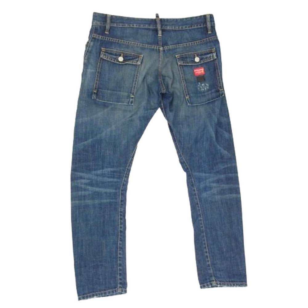 DSQUARED2 ディースクエアード S74LA0489 ボタンフライ ダメージ スキニー ジーンズ デニム パンツ インディゴブルー系 48【中古】