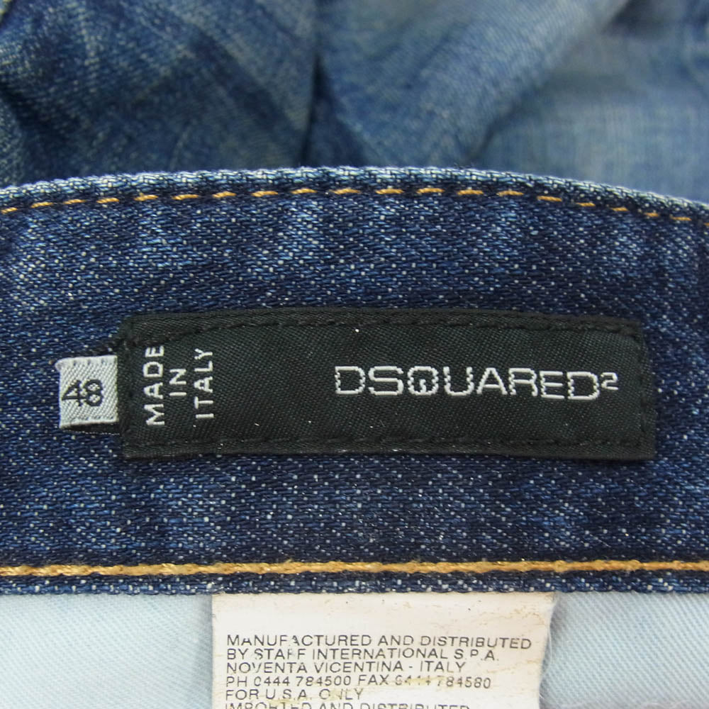 DSQUARED2 ディースクエアード S74LA0489 ボタンフライ ダメージ スキニー ジーンズ デニム パンツ インディゴブルー系 48【中古】