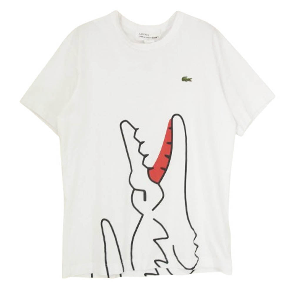 COMME des GARCONS コムデギャルソン 23SS FL-T012 LACOSTE SHIRT ラコステ 刺繍 パッチ ロゴ コットン 半袖 Tシャツ ホワイト系 M【中古】