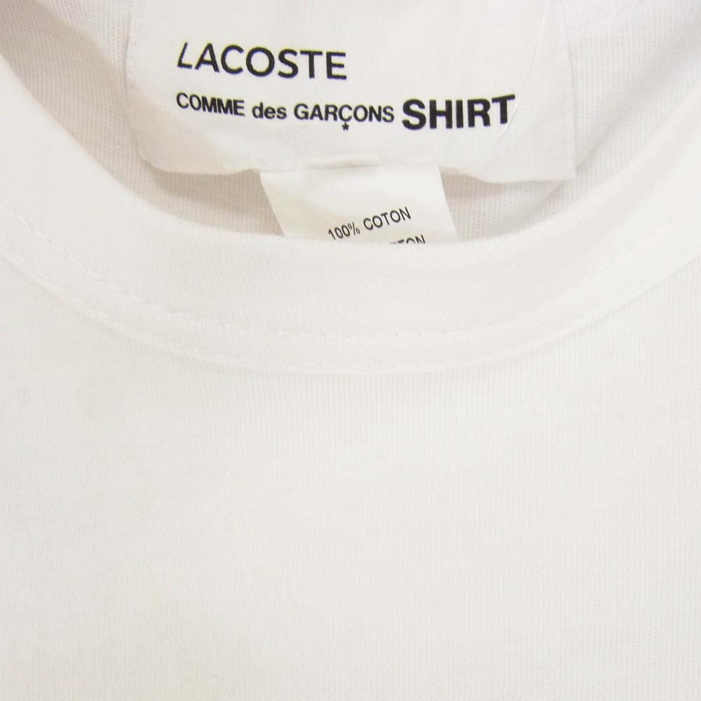 COMME des GARCONS コムデギャルソン 23SS FL-T012 LACOSTE SHIRT ラコステ 刺繍 パッチ ロゴ コットン 半袖 Tシャツ ホワイト系 M【中古】