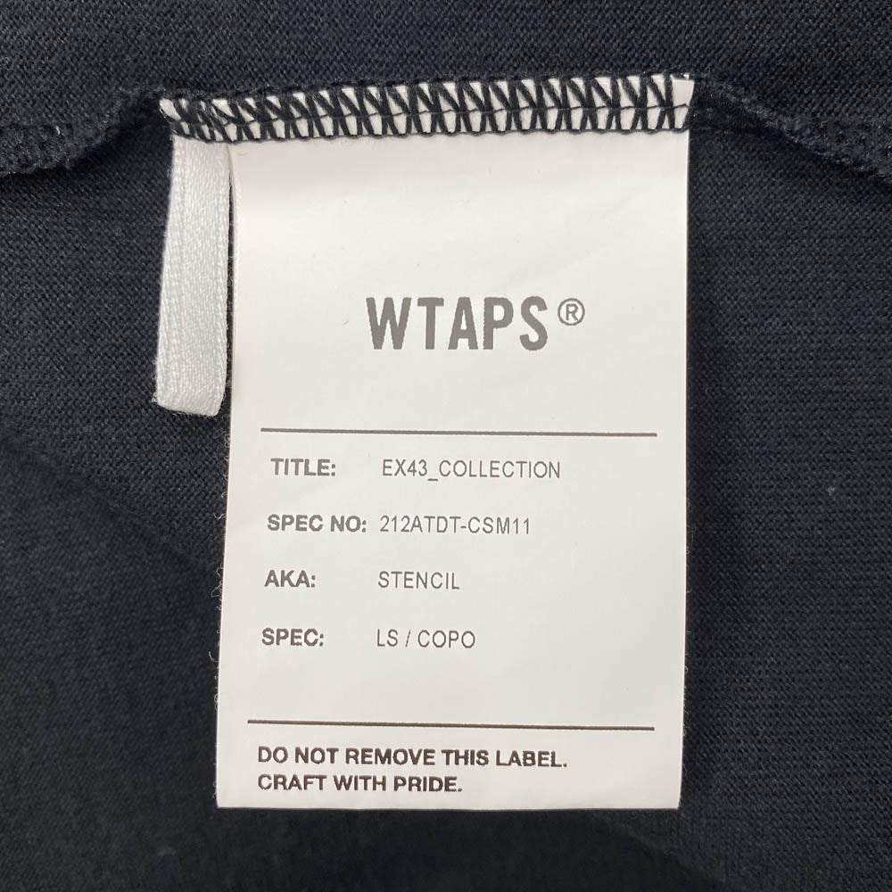 WTAPS ダブルタップス 21AW 212ATDT-CSM11 STENCIL LS COPO ステンシル ロゴ ロング スリーブ カットソー Tシャツ ブラック系 X 02【中古】