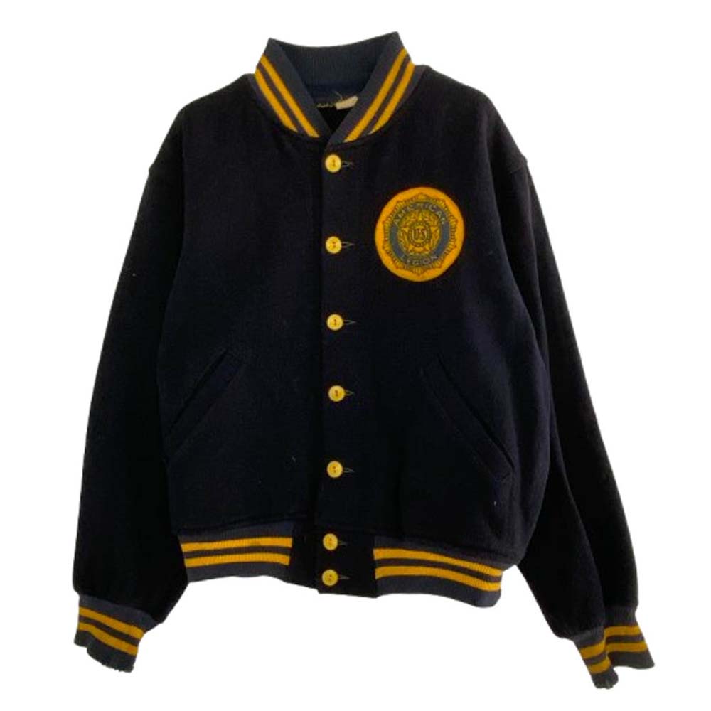 Champion チャンピオン 50s 60s USA製 ランナーズタグ ランタグ アワード ジャケット スタジャン ブラック系 42-44【中古】