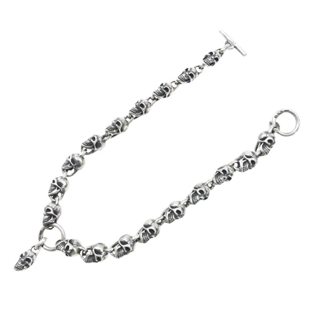 GABOR ガボール ギャランティ付属 Gaboratory ガボラトリーホールディング Single Skull With All Skulls Links Necklace シングルスカル ウィズ オールスカルリンク 18スカル ネックレス シルバー系【中古】