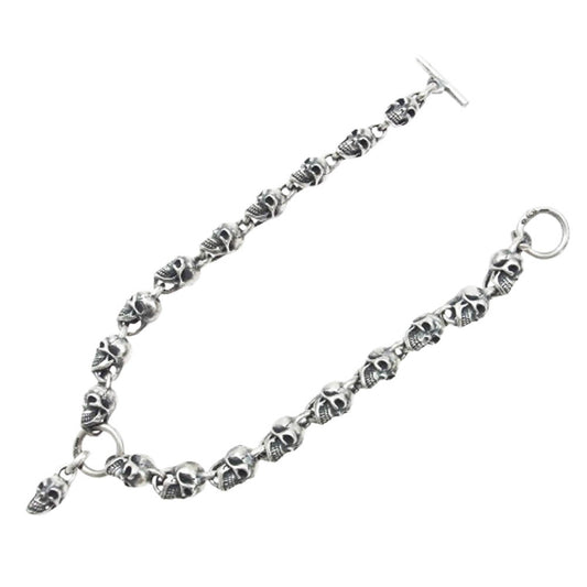 GABOR ガボール ギャランティ付属 Gaboratory ガボラトリーホールディング Single Skull With All Skulls Links Necklace シングルスカル ウィズ オールスカルリンク 18スカル ネックレス シルバー系【中古】