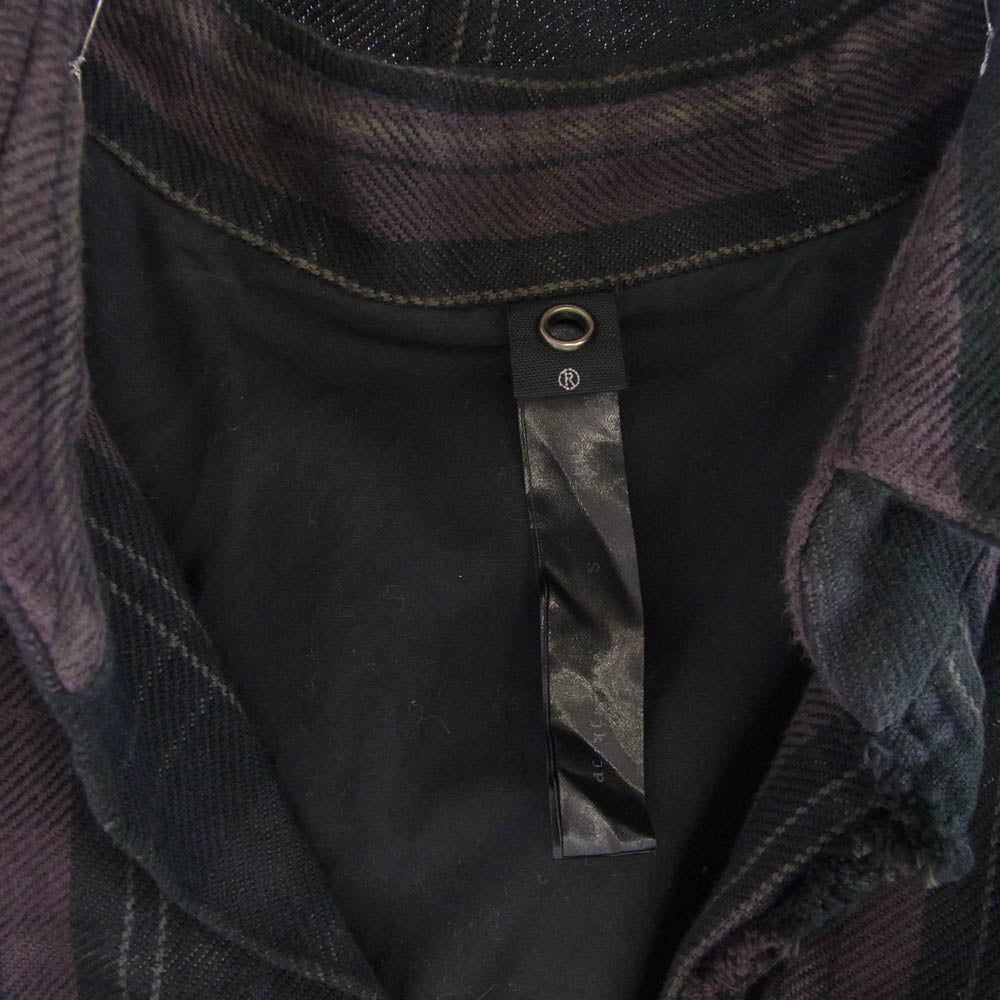 wjk ダブルジェイケイ ch42 フックボタン フランネル 長袖 チェック シャツ ブラック系 ブラウン系 S【中古】