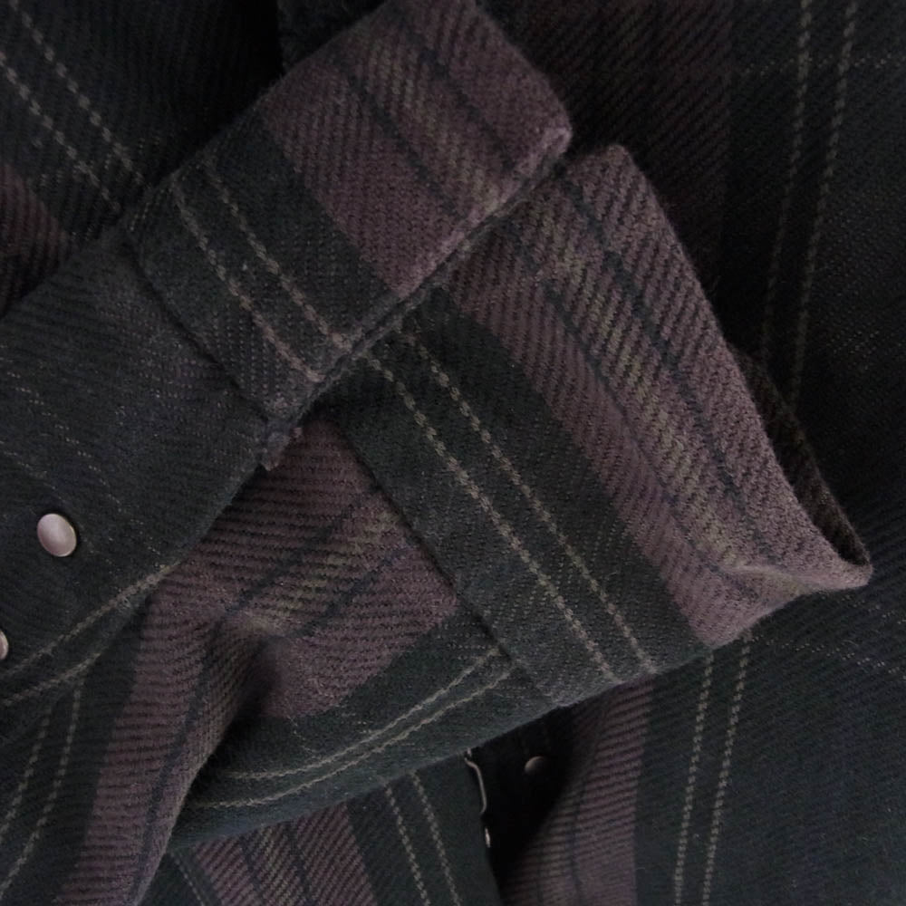 wjk ダブルジェイケイ ch42 フックボタン フランネル 長袖 チェック シャツ ブラック系 ブラウン系 S【中古】