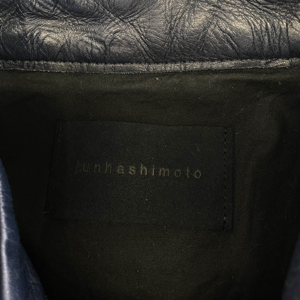 junhashimoto ジュンハシモト LET005 WCF01 ウォッシャブル カウレザー スナップボタン シャツ ジャケット ネイビー系 2【中古】