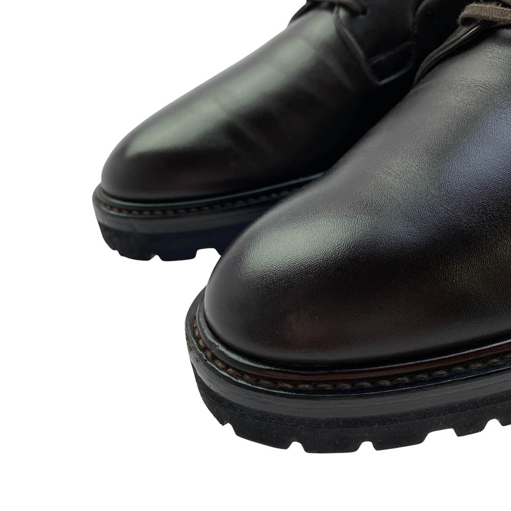 ダブルエイチ 0001 プレーントゥ シューズ ブラウン系 6【極上美品】【中古】