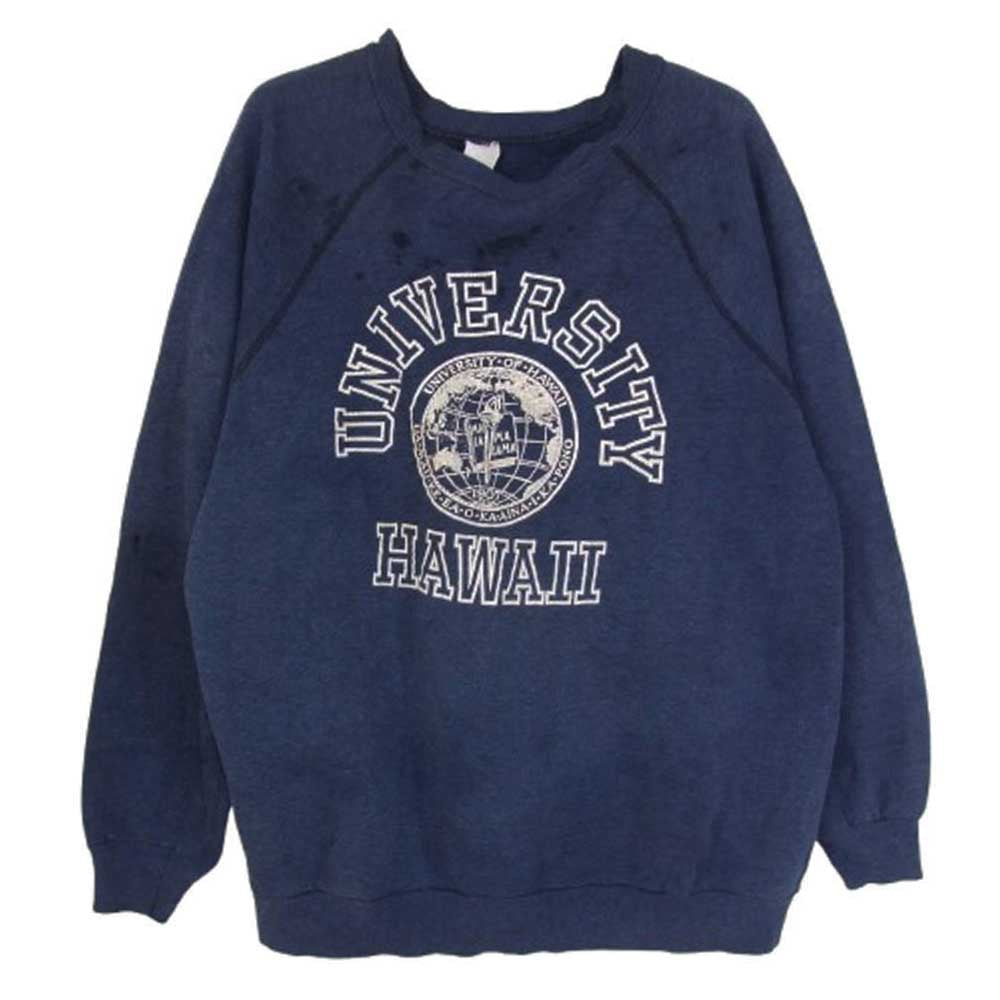 ヴィンテージ 70s 80s ARTEX University of Hawaii ハワイ大学 カレッジプリント ラグラン スウェット ネイビー系 XL【中古】