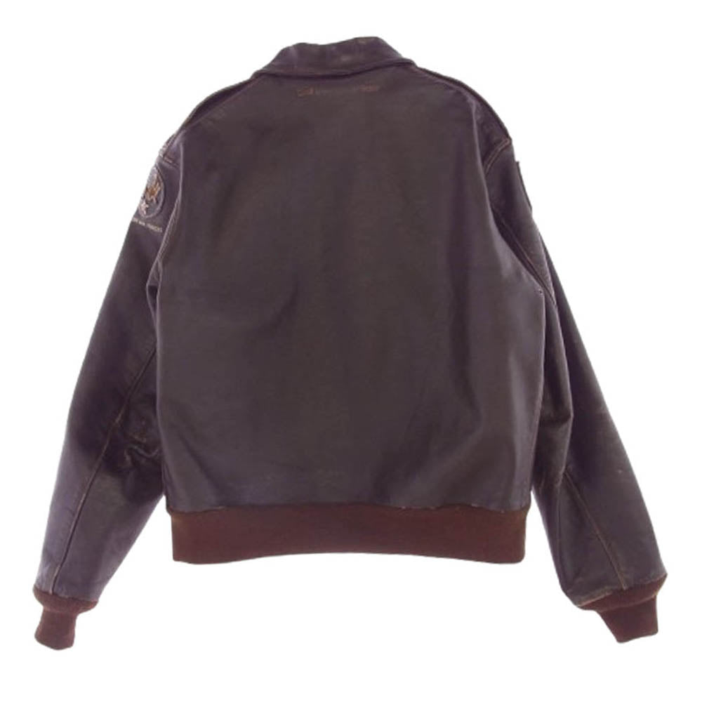 The REAL McCOY'S ザリアルマッコイズ Type A-2 フライト ジャケット ICWATC 輸送戦略部隊章 USAF レザーパッチ カスタム ブラウン系 42【中古】