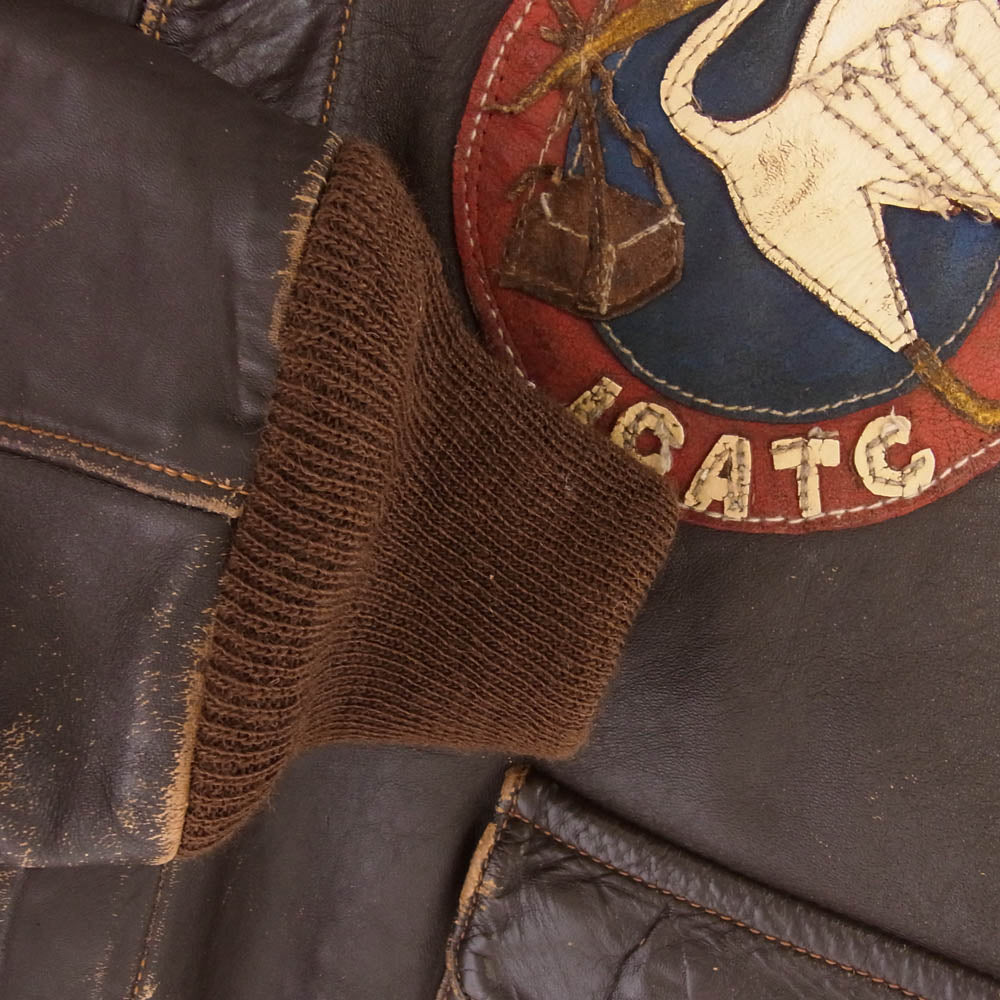 The REAL McCOY'S ザリアルマッコイズ Type A-2 フライト ジャケット ICWATC 輸送戦略部隊章 USAF レザーパッチ カスタム ブラウン系 42【中古】