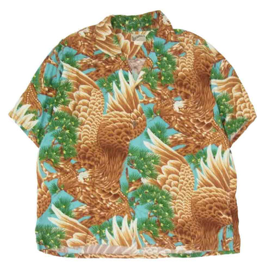 SUN SURF サンサーフ SS39273 WATUMULL’S SPECIAL EDITION TAKA MASTER OF THE HUNT スペシャル 鷹 松 アロハ ハワイアン シャツ ブラウン系 XL【美品】【中古】