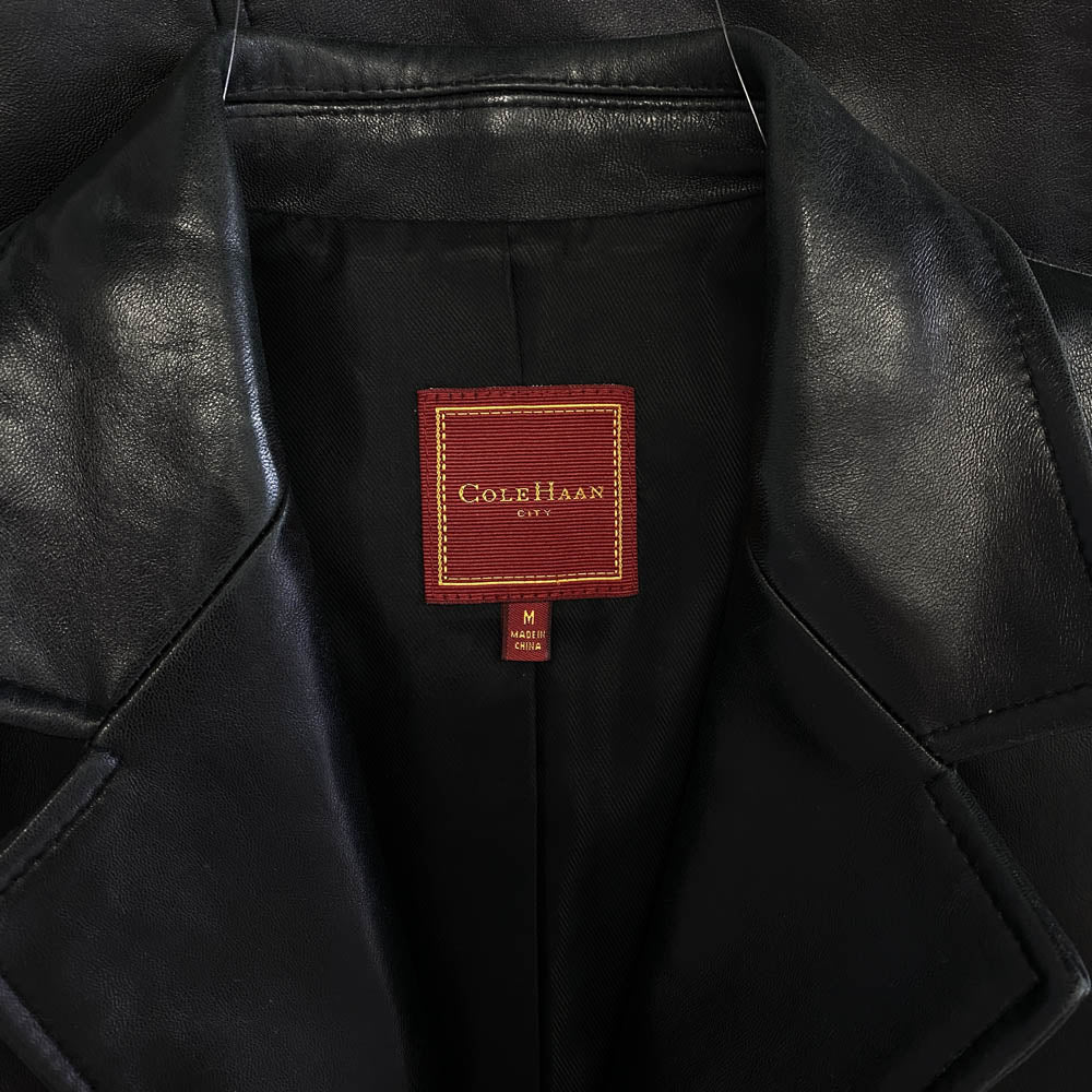 COLE HAAN コールハーン ラムレザー テーラード ジャケット ブラック系 M【中古】