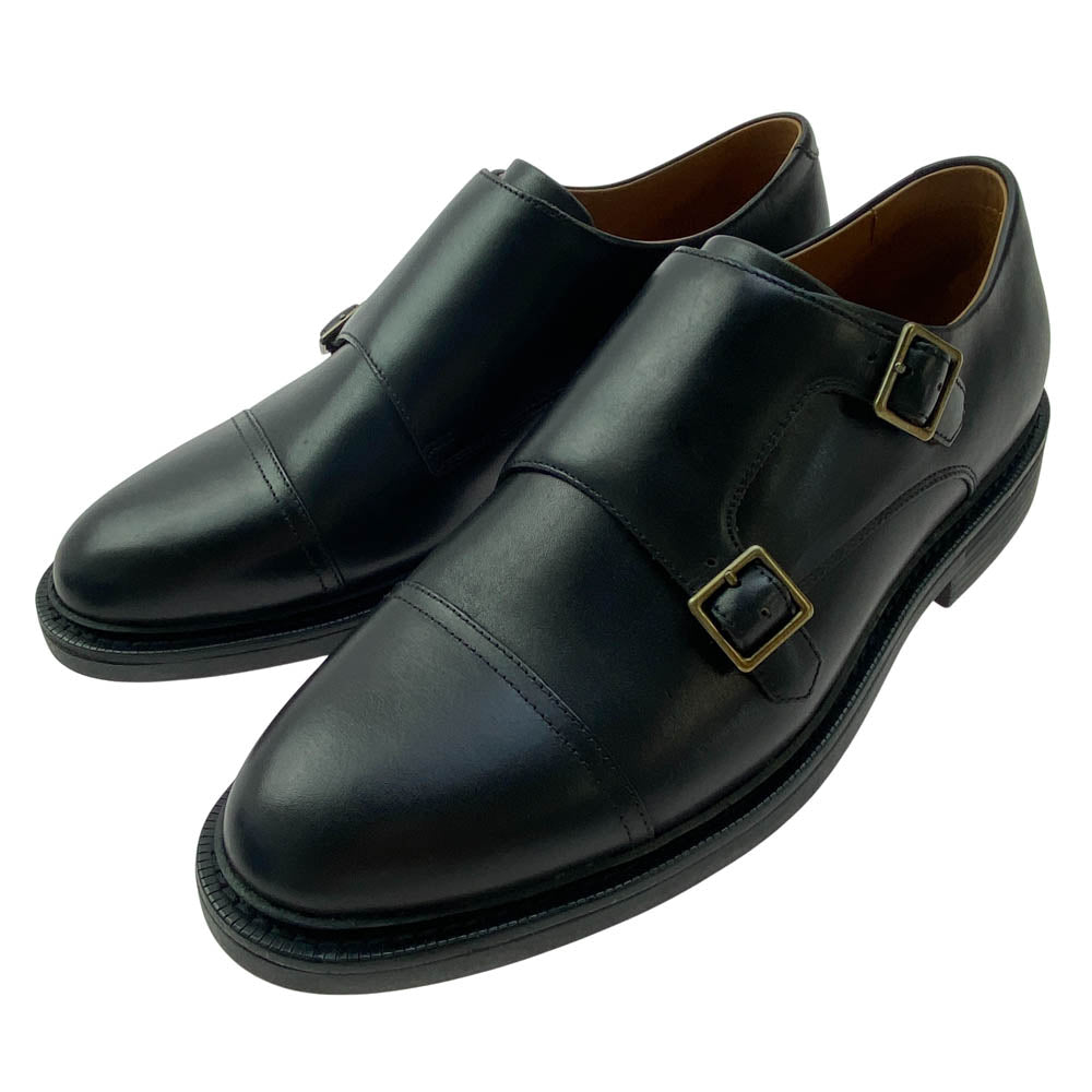POLO RALPH LAUREN ポロ・ラルフローレン 17623 ASHER DBL MK ダブルモンク レザー シューズ ブラック系 EU41【美品】【中古】
