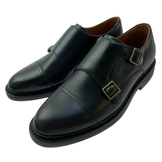 POLO RALPH LAUREN ポロ・ラルフローレン 17623 ASHER DBL MK ダブルモンク レザー シューズ ブラック系 EU41【美品】【中古】