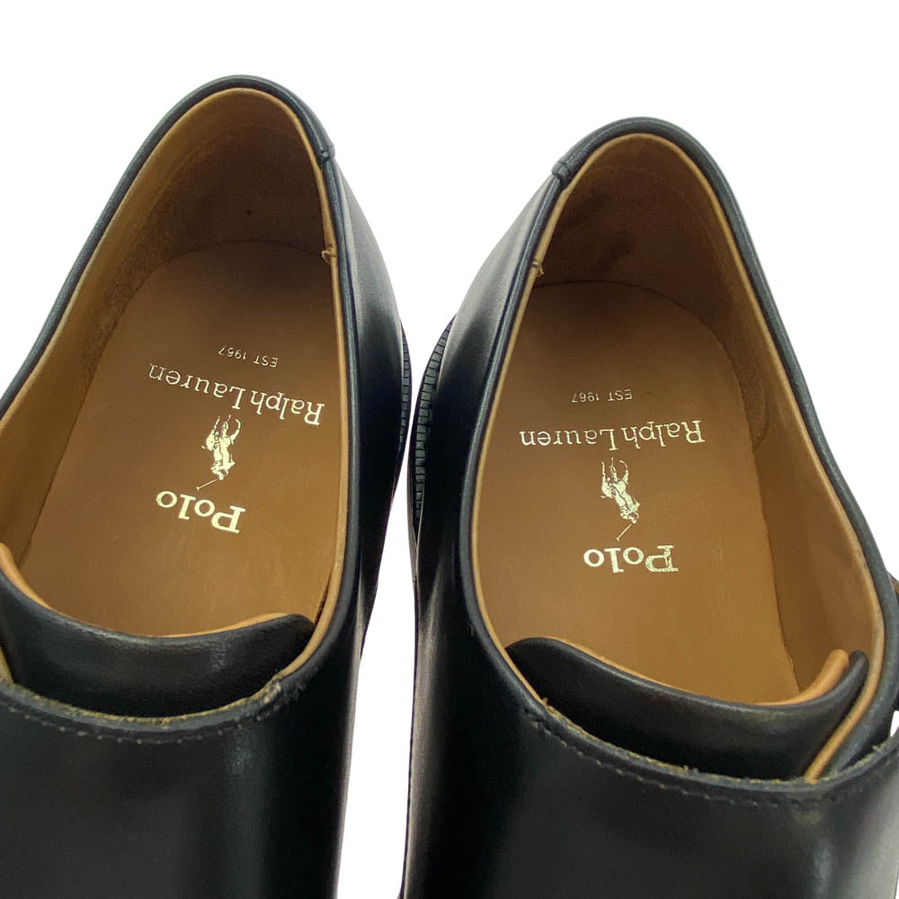POLO RALPH LAUREN ポロ・ラルフローレン 17623 ASHER DBL MK ダブルモンク レザー シューズ ブラック系 EU41【美品】【中古】
