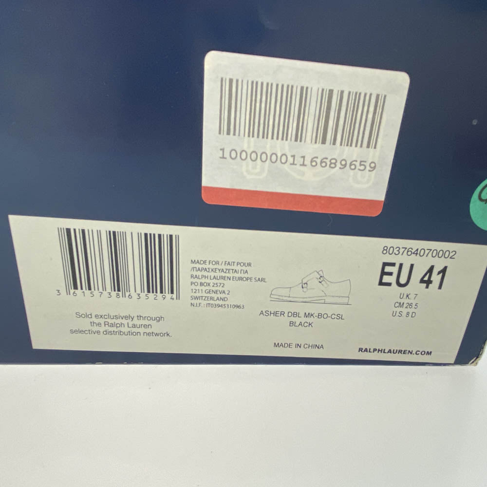 POLO RALPH LAUREN ポロ・ラルフローレン 17623 ASHER DBL MK ダブルモンク レザー シューズ ブラック系 EU41【美品】【中古】