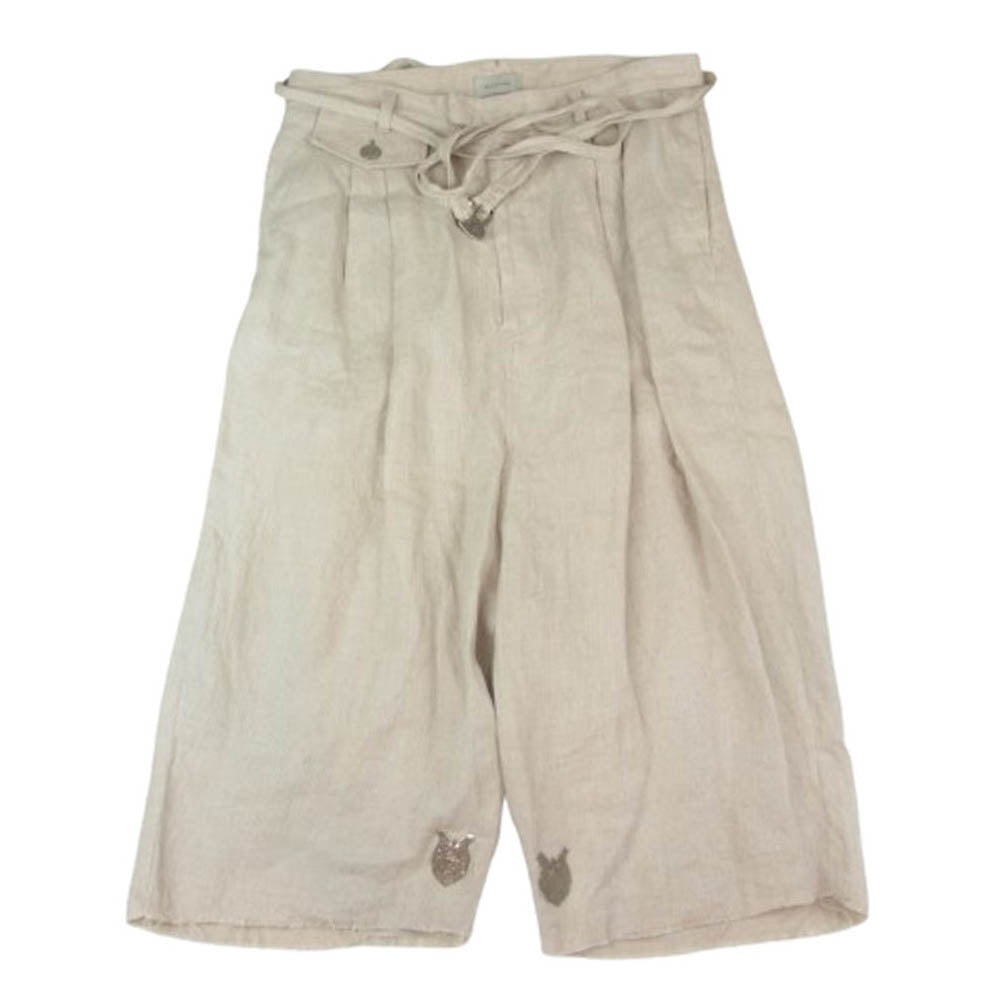 ベッドフォード 19SS 19SS-B-PT08-1 Wide Shorts リネン 裾カットオフ ベルテッド ワイド ショーツ ハーフ ショート パンツ ベージュ系 1【中古】