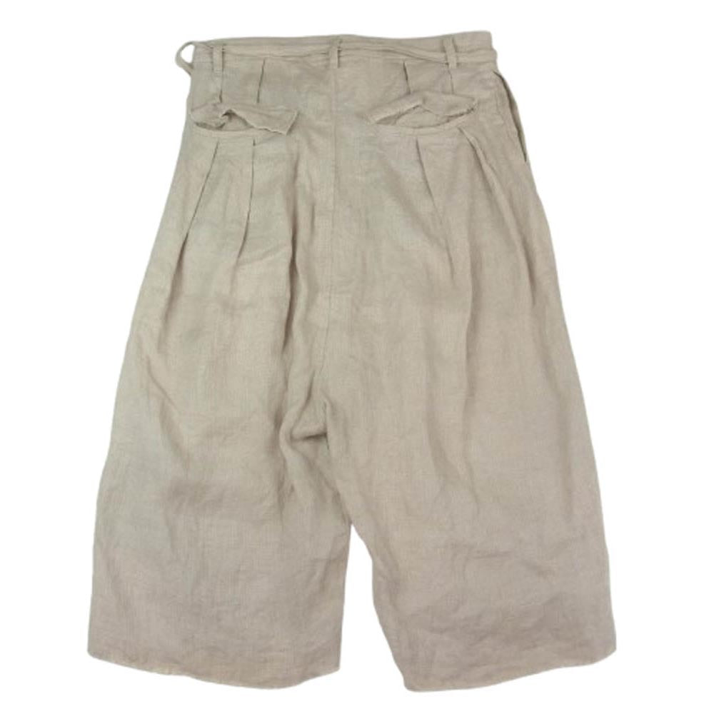 ベッドフォード 19SS 19SS-B-PT08-1 Wide Shorts リネン 裾カットオフ ベルテッド ワイド ショーツ ハーフ ショート パンツ ベージュ系 1【中古】