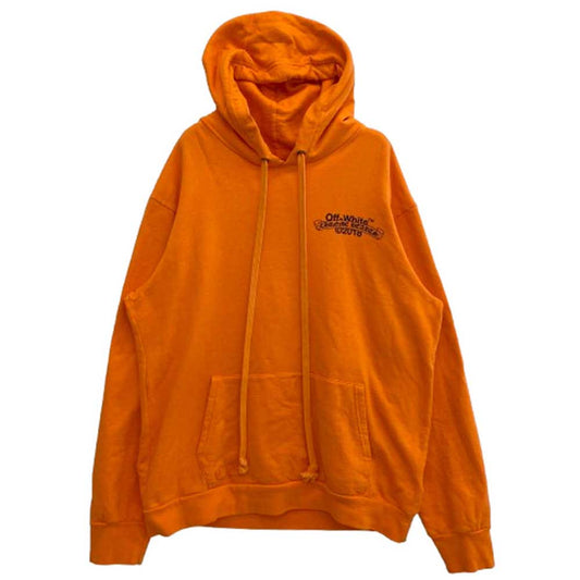 CHROME HEARTS クロムハーツ（原本無） × OFF-WHITE オフホワイト HD PLVR V OFF WHITE ロゴ バックプリント プルオーバー パーカー オレンジ系 XXL【中古】