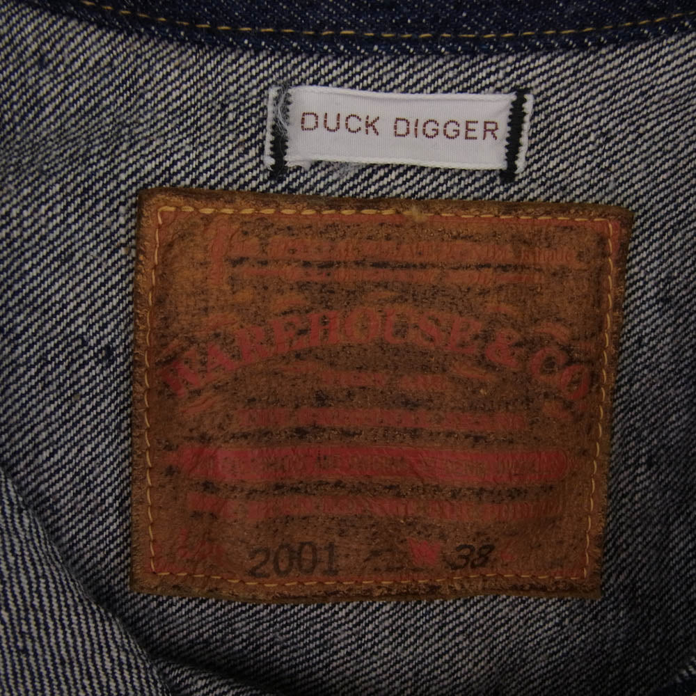 WAREHOUSE ウエアハウス 2001 T BACK STYLE ONE WASH Tバック ワンウォッシュ トラッカー デニム ジャケット インディゴブルー系 38【極上美品】【中古】