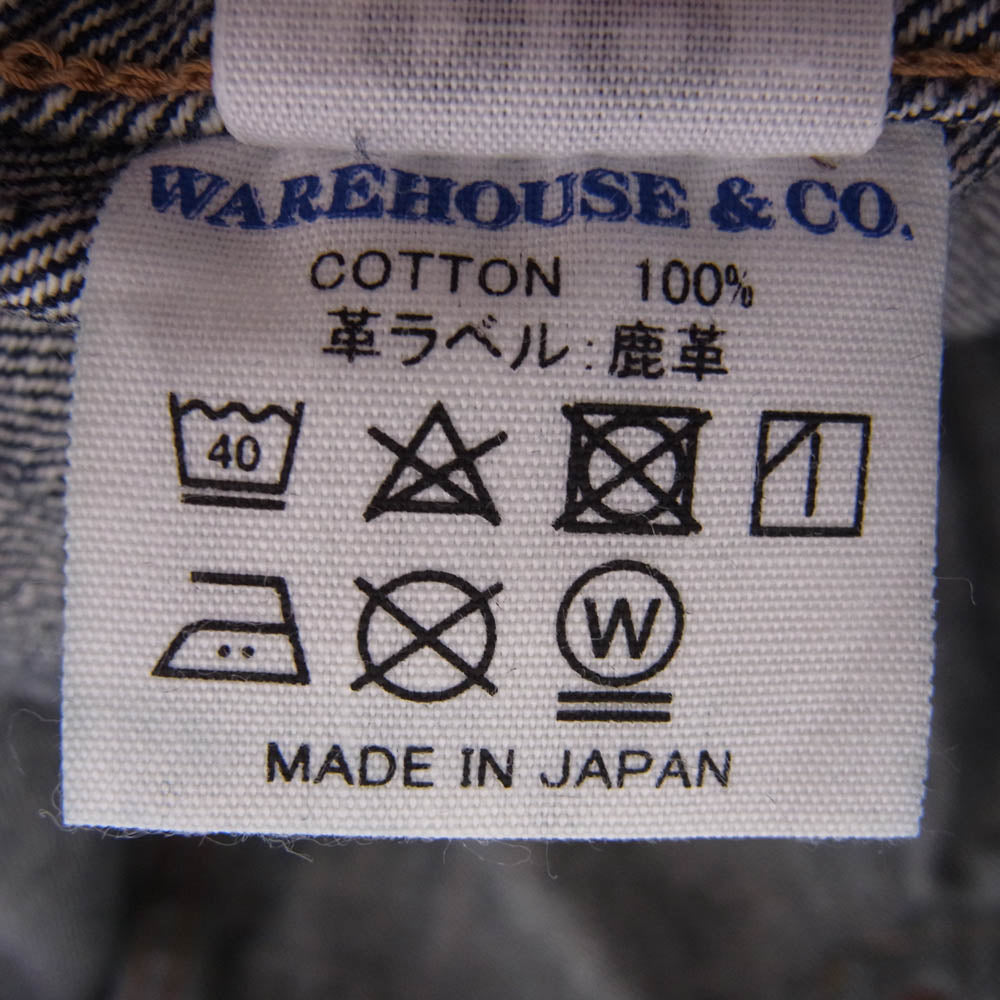 WAREHOUSE ウエアハウス 2001 T BACK STYLE ONE WASH Tバック ワンウォッシュ トラッカー デニム ジャケット インディゴブルー系 38【極上美品】【中古】