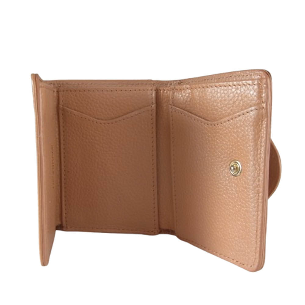 ハシバミ ジーン 三つ折り レザー ミニ ウォレット 財布 オレンジ系【中古】