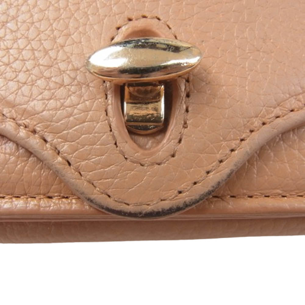 ハシバミ ジーン 三つ折り レザー ミニ ウォレット 財布 オレンジ系【中古】