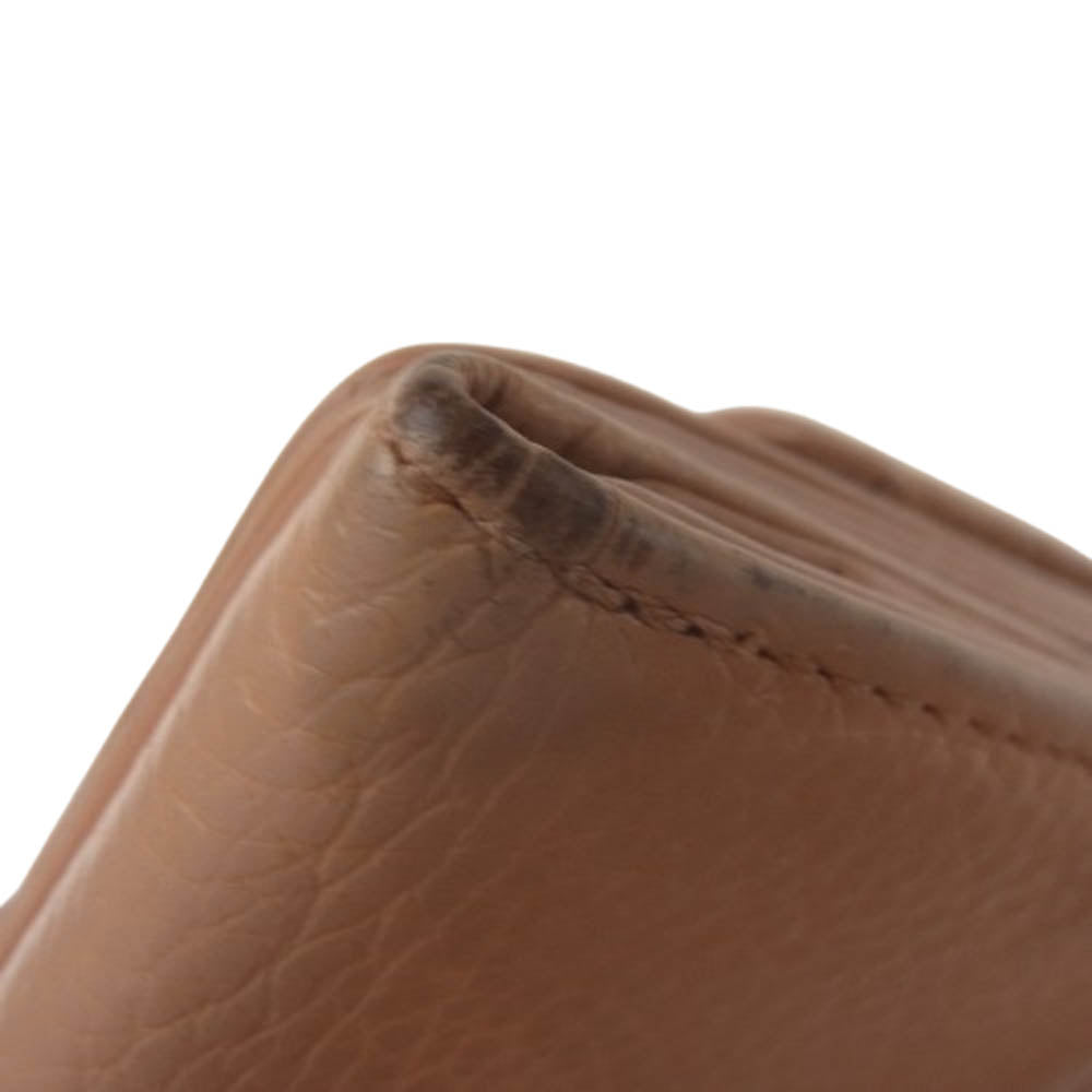 ハシバミ ジーン 三つ折り レザー ミニ ウォレット 財布 オレンジ系【中古】