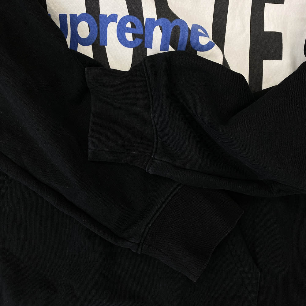 Supreme シュプリーム 19AW × Lacoste ラコステ Logo Panel Hooded Sweatshirt ロゴ パネル フーディ スウェット パーカー ブラック系 M【中古】