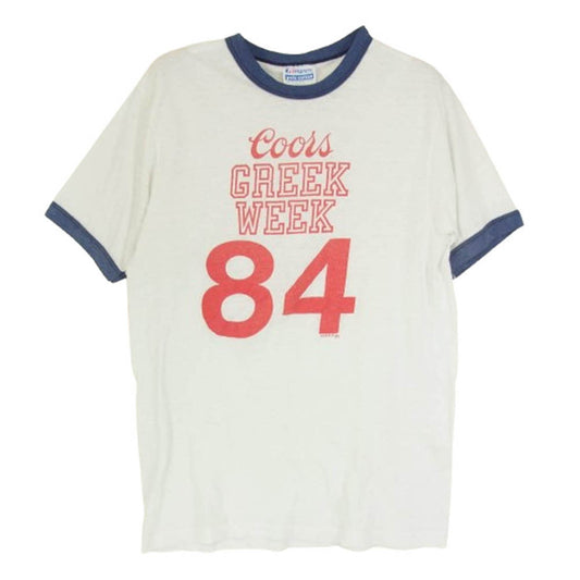 ヴィンテージ 90s USA製 Hanes ヘインズ Coors クアーズ プリント トリム Tシャツ ホワイト系 M【中古】