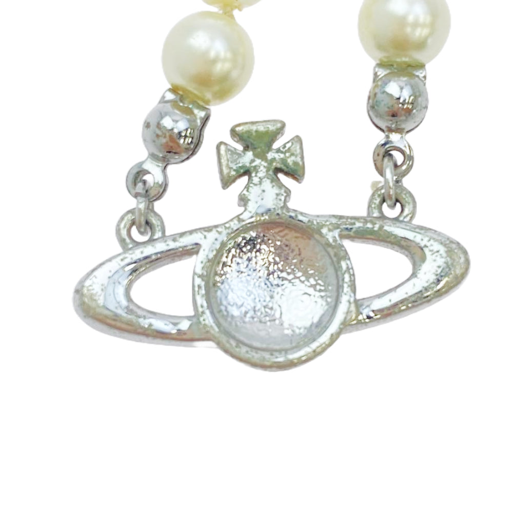 Vivienne Westwood ヴィヴィアンウエストウッド 1205999105 MINI BAS RELIEF チョーカー オーブ パールチェーン ネックレス シルバー系 ホワイト系【中古】
