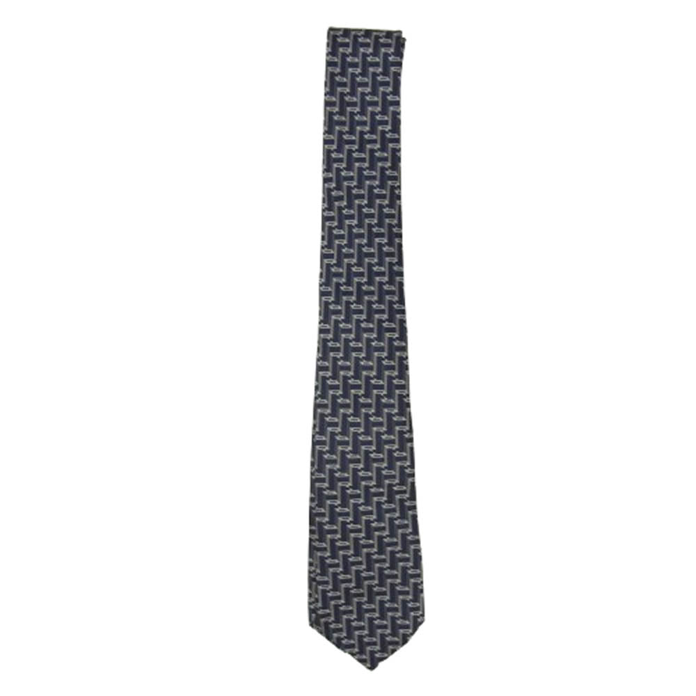 GUCCI グッチ 796410 4E009 シルク100% 総柄 ネクタイ ネイビー系【中古】
