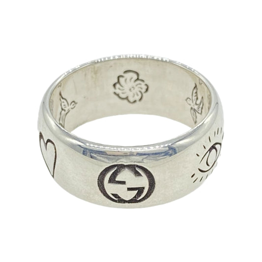 GUCCI グッチ ブラインド フォーラブ シルバー 925 リング シルバー系 19号【美品】【中古】