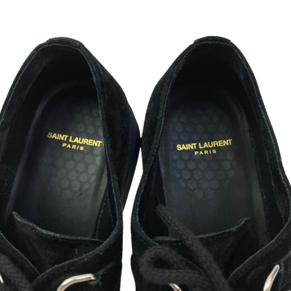 SAINT LAURENT サンローラン 667606 teddy shoes テディ ダービー スエード シューズ ブラック系 43【中古】