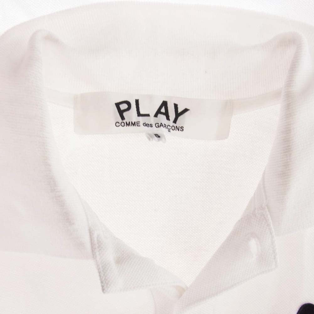 PLAY COMME des GARCONS プレイコムデギャルソン AX-T066 PLAY POLO SHIRT プレイ ポロシャツ ハートワッペン 鹿の子 半袖 ホワイト系 S【中古】