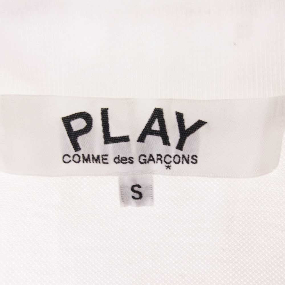 PLAY COMME des GARCONS プレイコムデギャルソン AX-T066 PLAY POLO SHIRT プレイ ポロシャツ ハートワッペン 鹿の子 半袖 ホワイト系 S【中古】