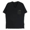 PRADA プラダ SJN251 Vネック カットソー ロゴ ナイロン 切替し 半袖 Vネック Tシャツ ブラック系 M【中古】