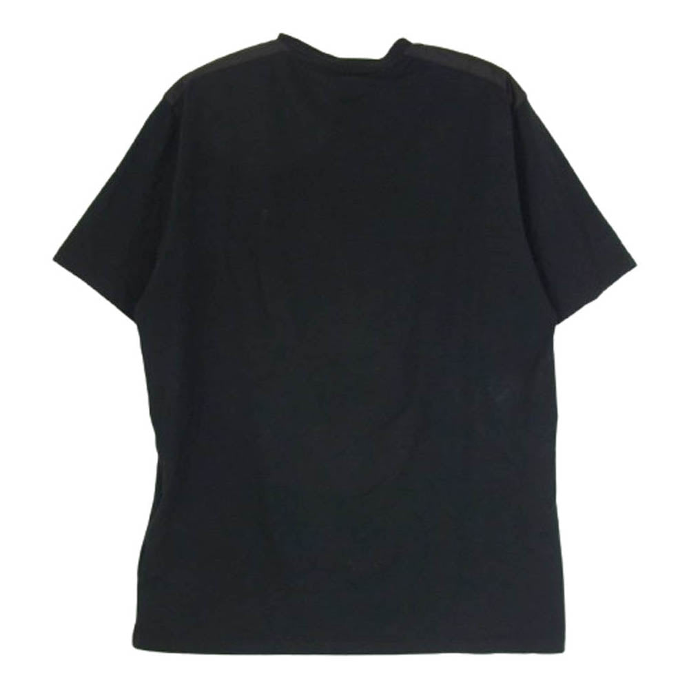 PRADA プラダ SJN251 Vネック カットソー ロゴ ナイロン 切替し 半袖 Vネック Tシャツ ブラック系 M【中古】