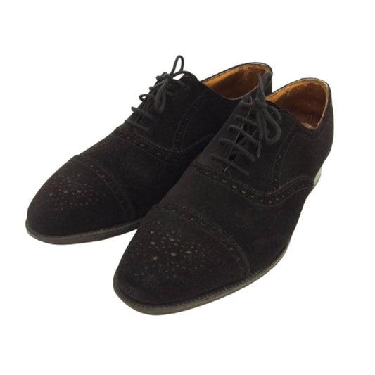 John Lobb ジョンロブ 9016 SEYMOUR セイムール 内羽根 セミブローグ スエード シューズ ブラック系 7.5E【中古】