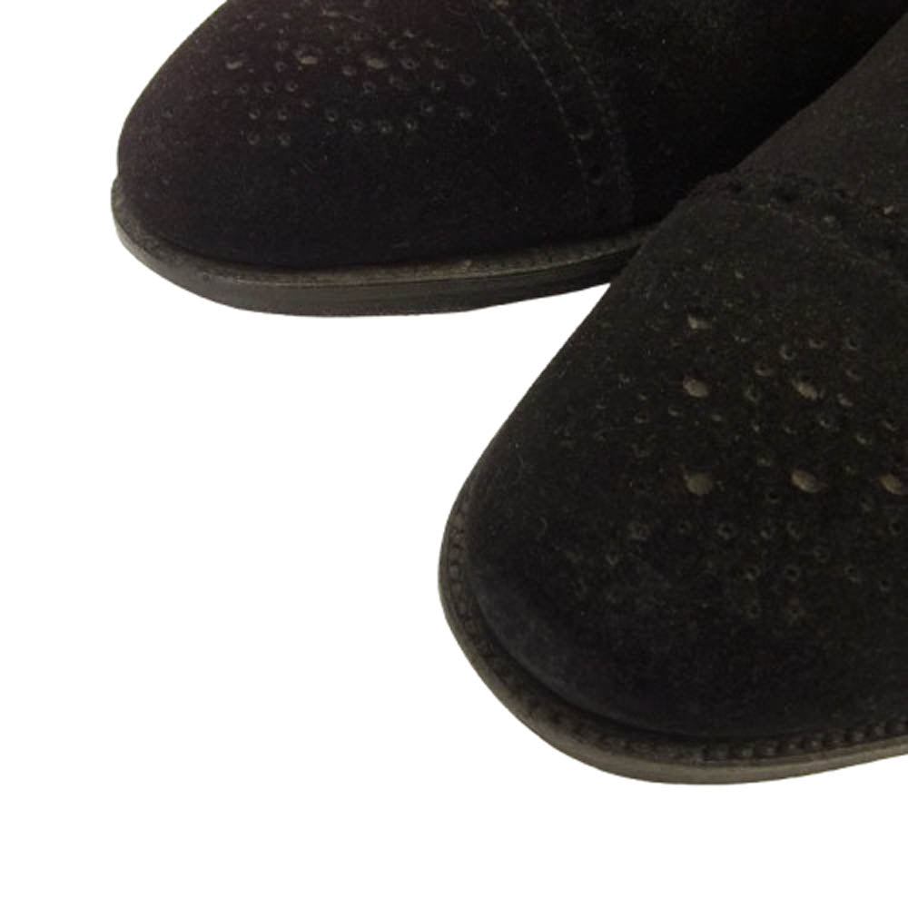 John Lobb ジョンロブ 9016 SEYMOUR セイムール 内羽根 セミブローグ スエード シューズ ブラック系 7.5E【中古】