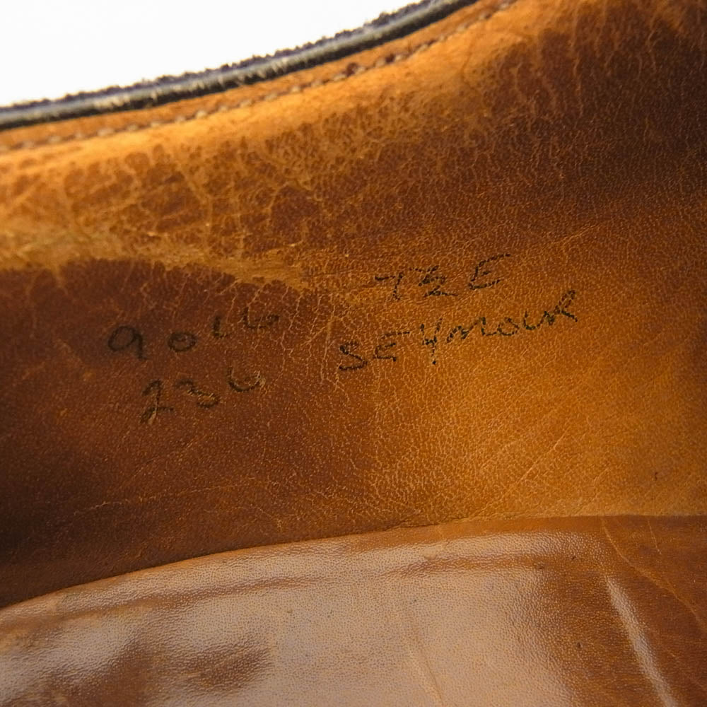 John Lobb ジョンロブ 9016 SEYMOUR セイムール 内羽根 セミブローグ スエード シューズ ブラック系 7.5E【中古】
