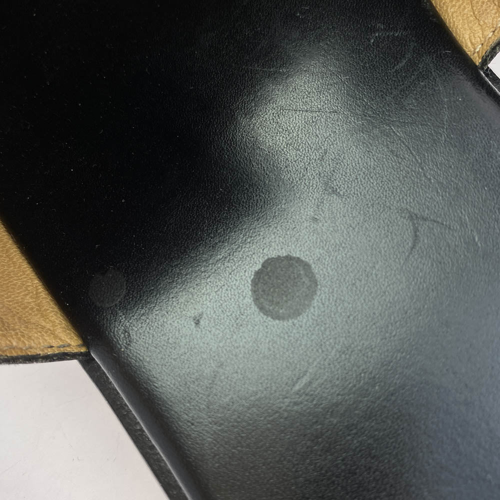 HERMES エルメス Hロゴ スクエアトゥ レザー サンダル ブラック系 42【中古】