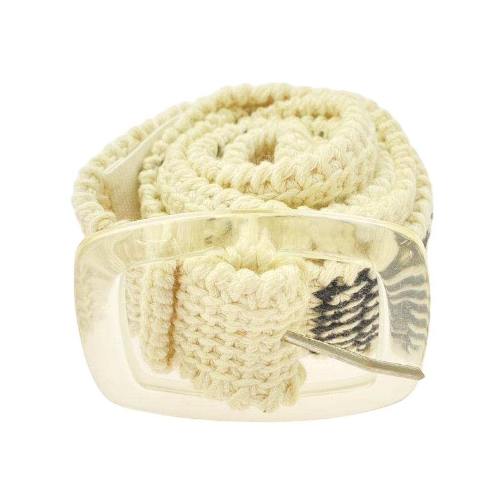 MAISON MARTIN MARGIELA メゾンマルタンマルジェラ クリアバックル ニット ベルト ベージュ系 M【中古】