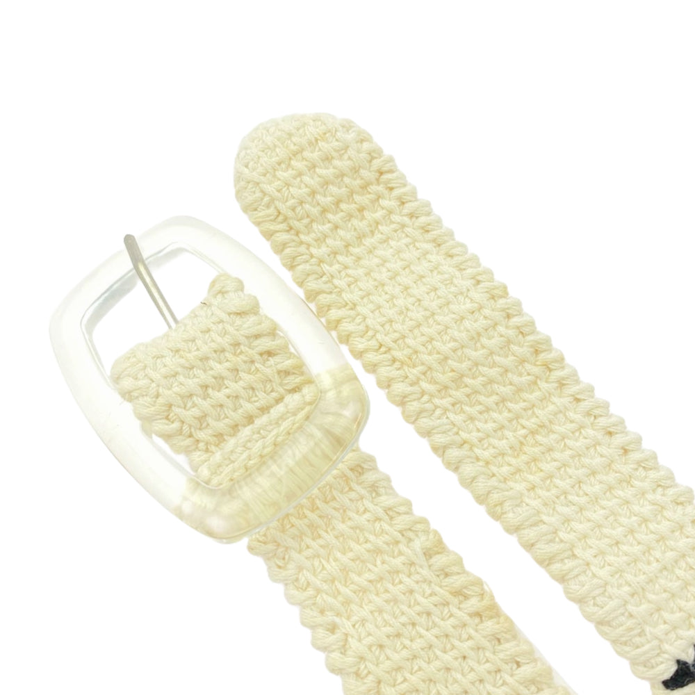 MAISON MARTIN MARGIELA メゾンマルタンマルジェラ クリアバックル ニット ベルト ベージュ系 M【中古】