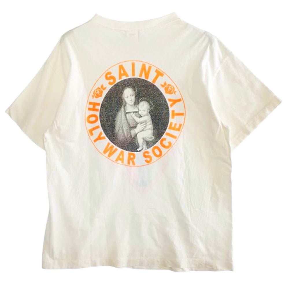 SAINT MICHAEL セントマイケル 21AW SM-A21-0000-005 HEART TEE ハート プリント クルーネック 半袖 Tシャツ ホワイト系 XL【中古】