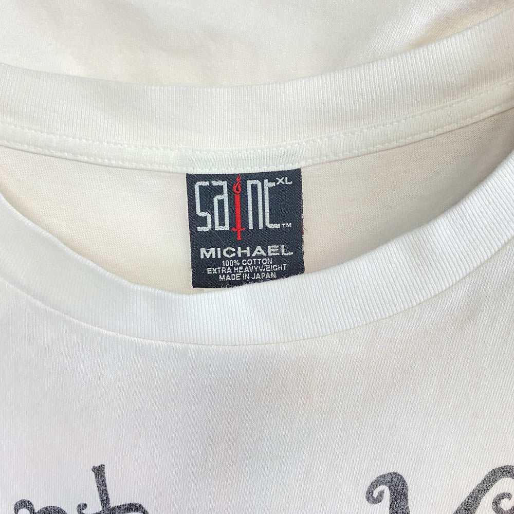 SAINT MICHAEL セントマイケル 21AW SM-A21-0000-005 HEART TEE ハート プリント クルーネック 半袖 Tシャツ ホワイト系 XL【中古】