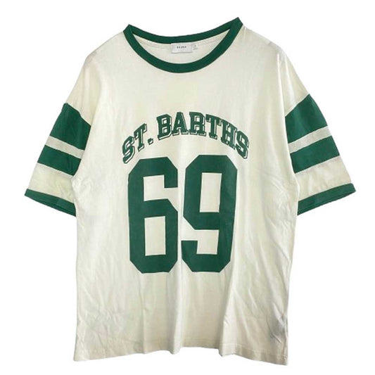 ルード ST.BARTHS アーチロゴ プリント 半袖 Tシャツ ホワイト系 グリーン系 XL【中古】