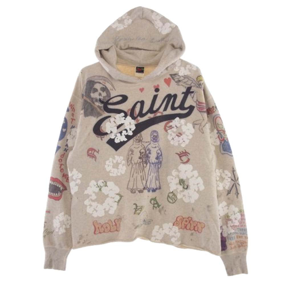 SAINT MICHAEL セントマイケル 22SS SM-S22-0000-083 GREENAFFITTI HOODIE グラフィティー パーカー グレー系 XL【中古】